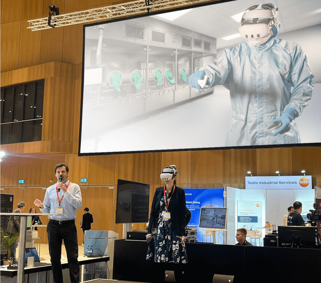 Graphic representing a pharmaceutical industry event focused on GMP-compliance, process efficiency, error reduction, and innovative training solutions.